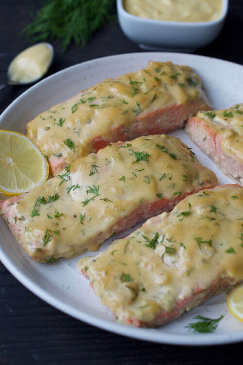 Creamy Honey Mustard Baked Salmon