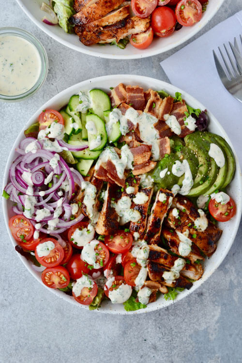 Chicken, Avocado & Bacon Salad with Ranch Dressing