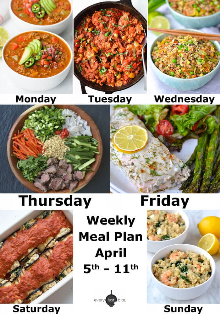 Weekly Meal Plan: April 5th - 11th