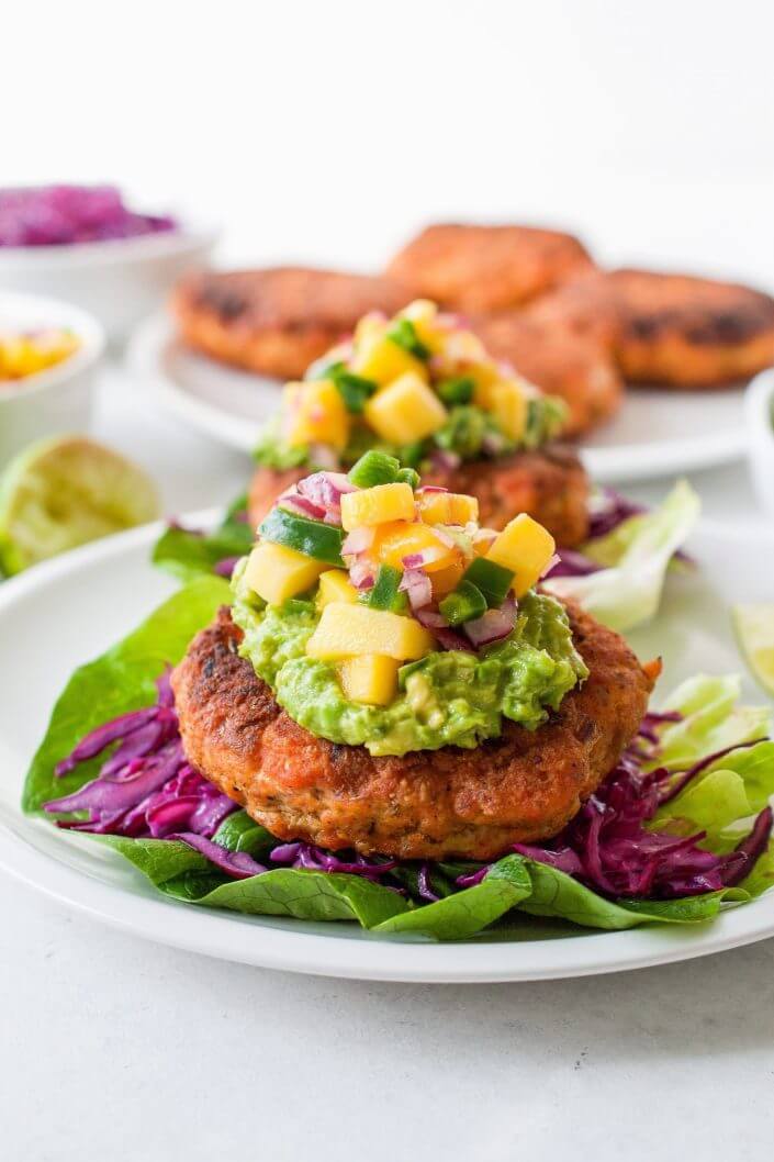 Cajun Salmon Burgers with Mango Salsa
