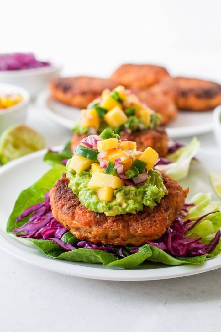 Cajun Salmon Burgers with Mango Salsa