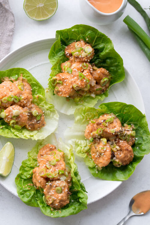 Chili Mayo Shrimp Lettuce Cups