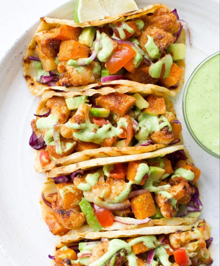 Roasted Cauliflower & Butternut Squash Tacos