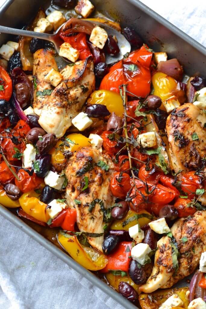 Greek Chicken Traybake | Every Last Bite Sheet Pan Greek Chicken