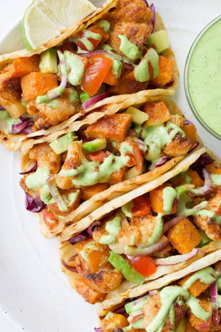 Roasted Cauliflower & Butternut Squash Tacos