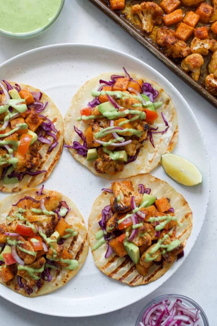 Roasted Cauliflower & Butternut Squash Tacos | Every Last Bite Roasted Cauliflower & Butternut Squash Tacos