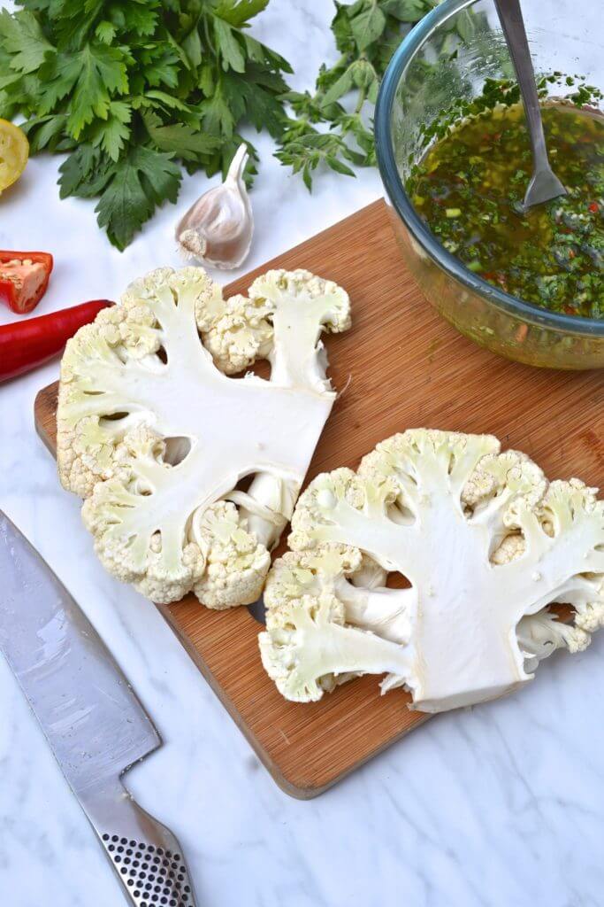 BBQ Cauliflower Steak with Chimichurri