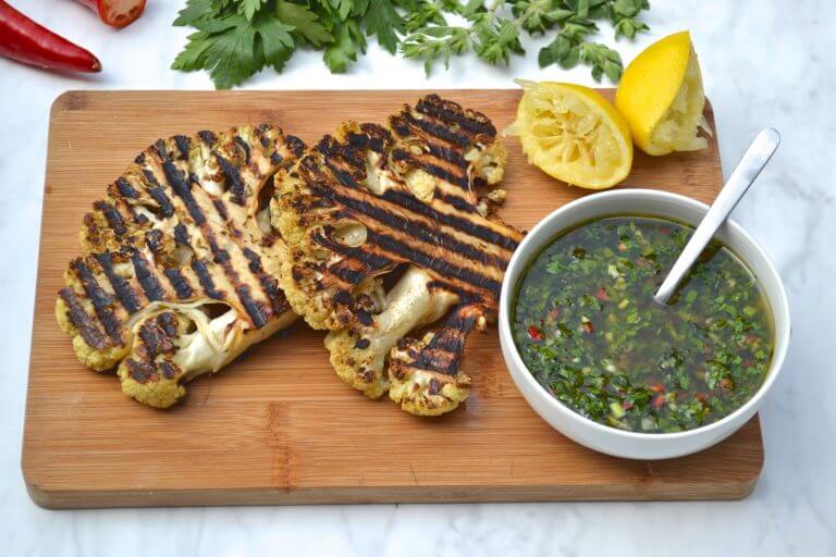 BBQ Cauliflower Steak with Chimichurri 