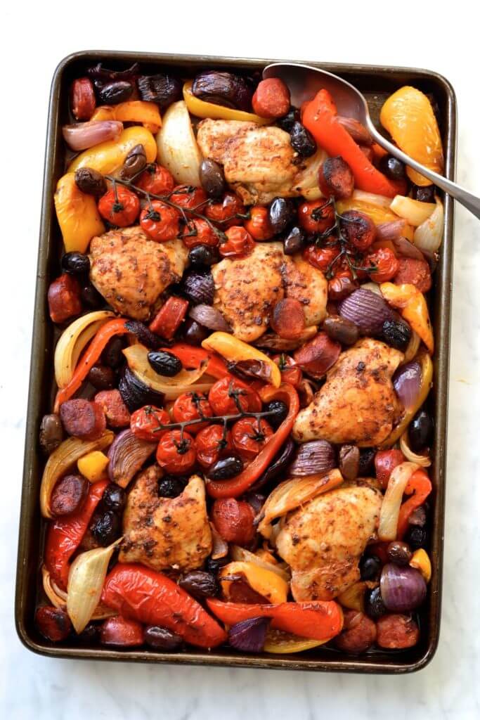 Sheet Pan Spanish Chicken & Chorizo