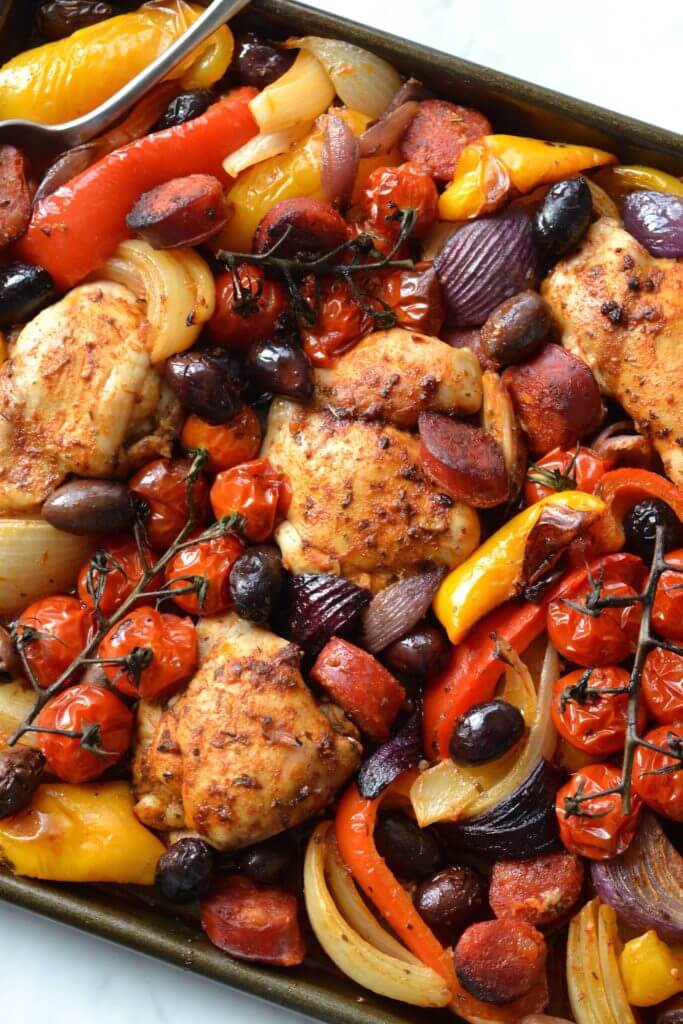 Sheet Pan Spanish Chicken & Chorizo