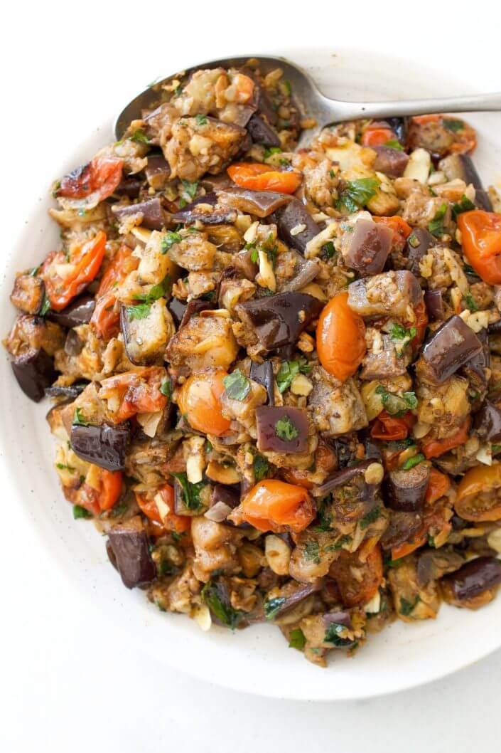 Middle Eastern Roasted Eggplant Salad | Every Last Bite Middle Eastern Roasted Eggplant Salad