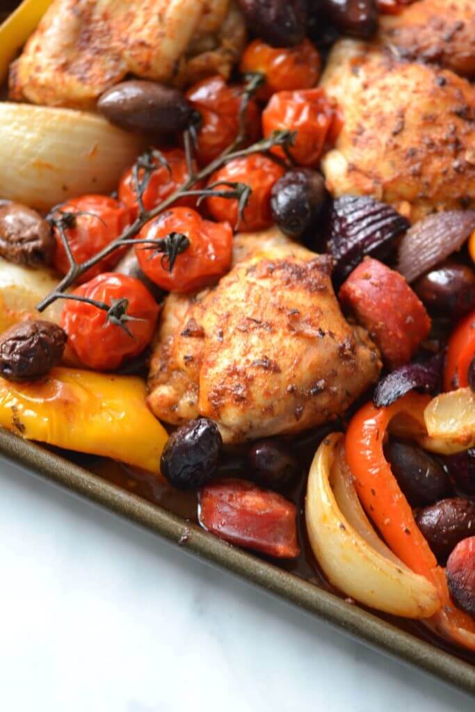 Sheet Pan Spanish Chicken & Chorizo