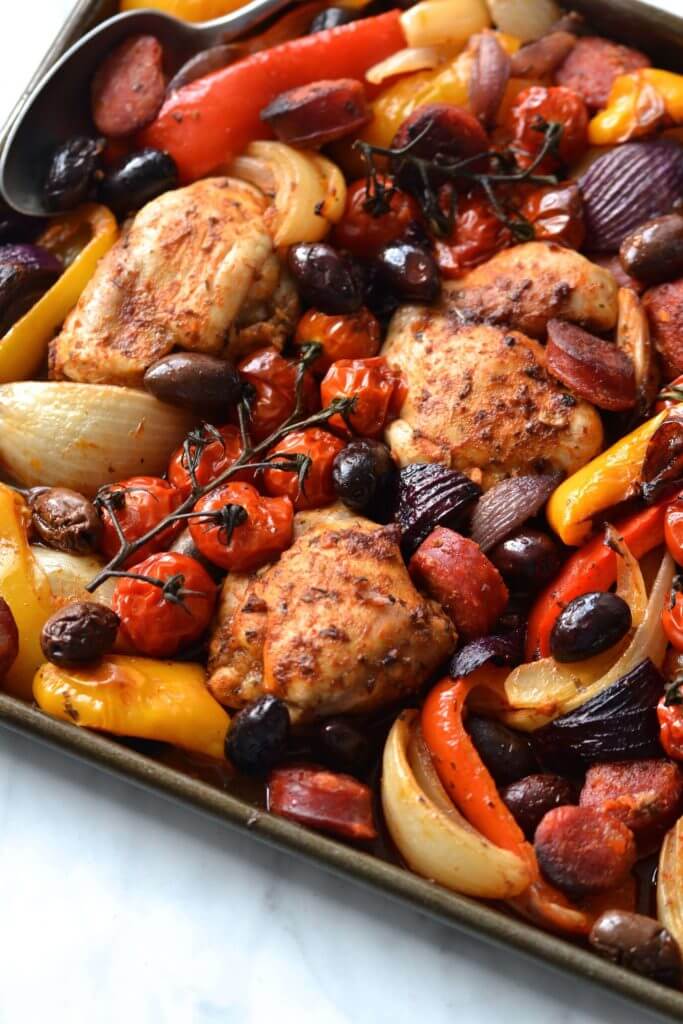 Sheet Pan Spanish Chicken & Chorizo