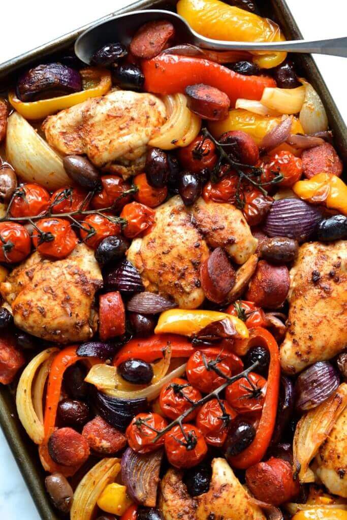 Sheet Pan Spanish Chicken & Chorizo