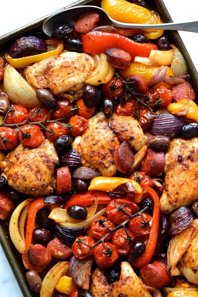 Sheet Pan Spanish Chicken & Chorizo