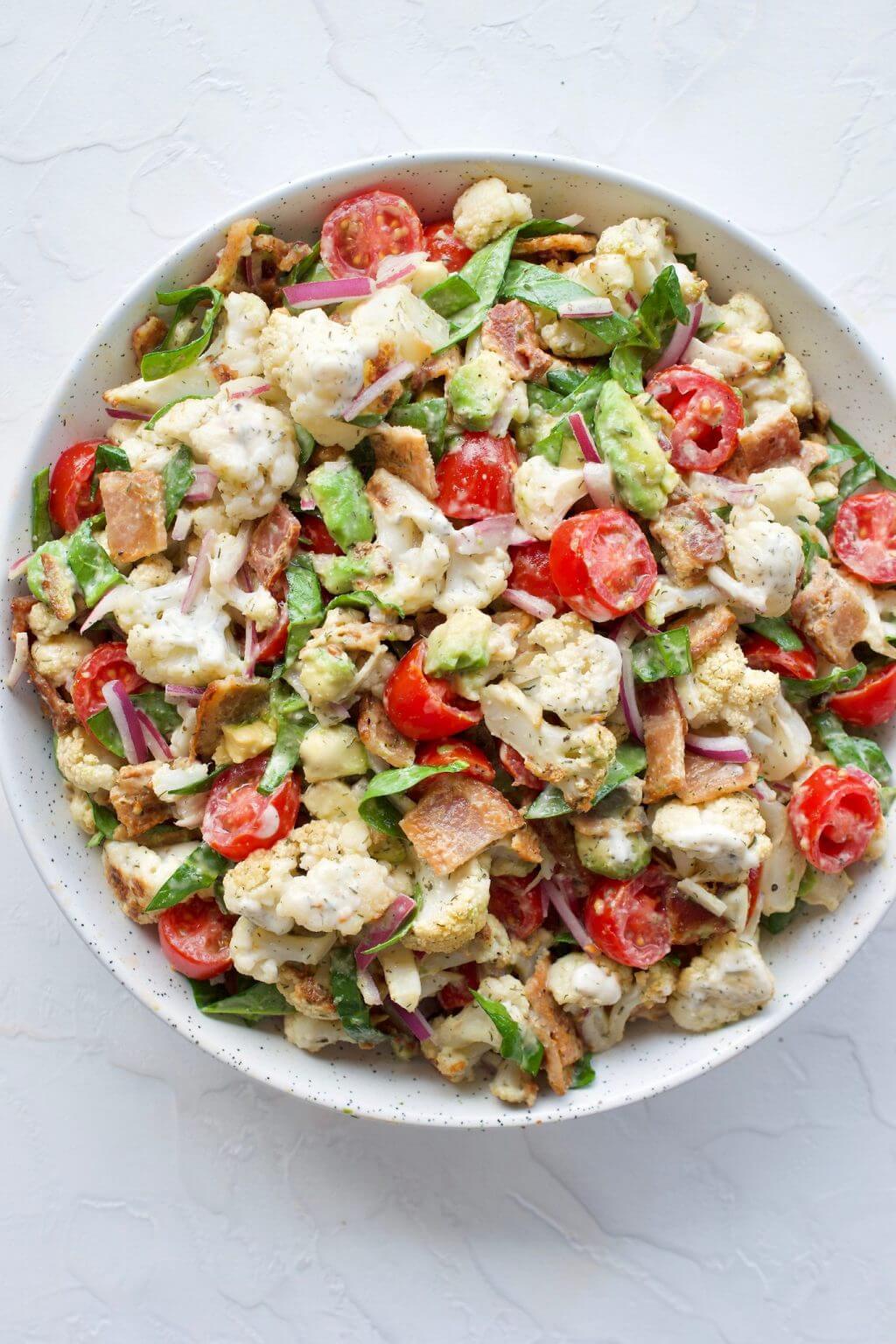 BLT Cauliflower Salad with Ranch Dressing