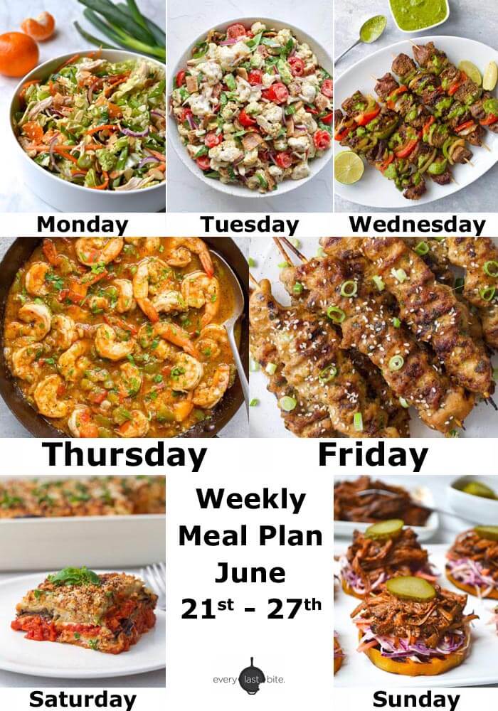Weekly Meal Plan June 21st - 27th