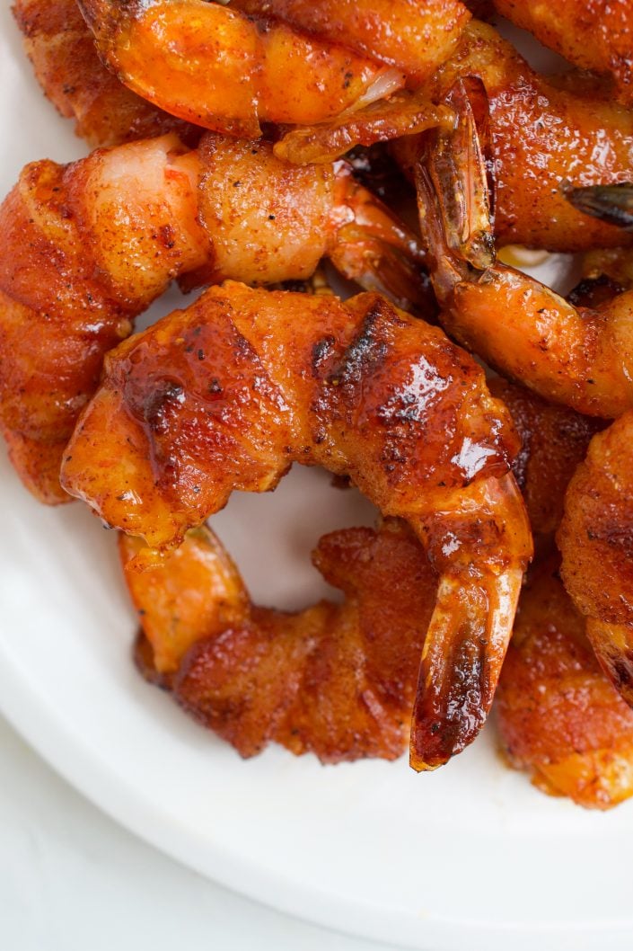 Spicy Honey Glazed Bacon Wrapped Shrimp