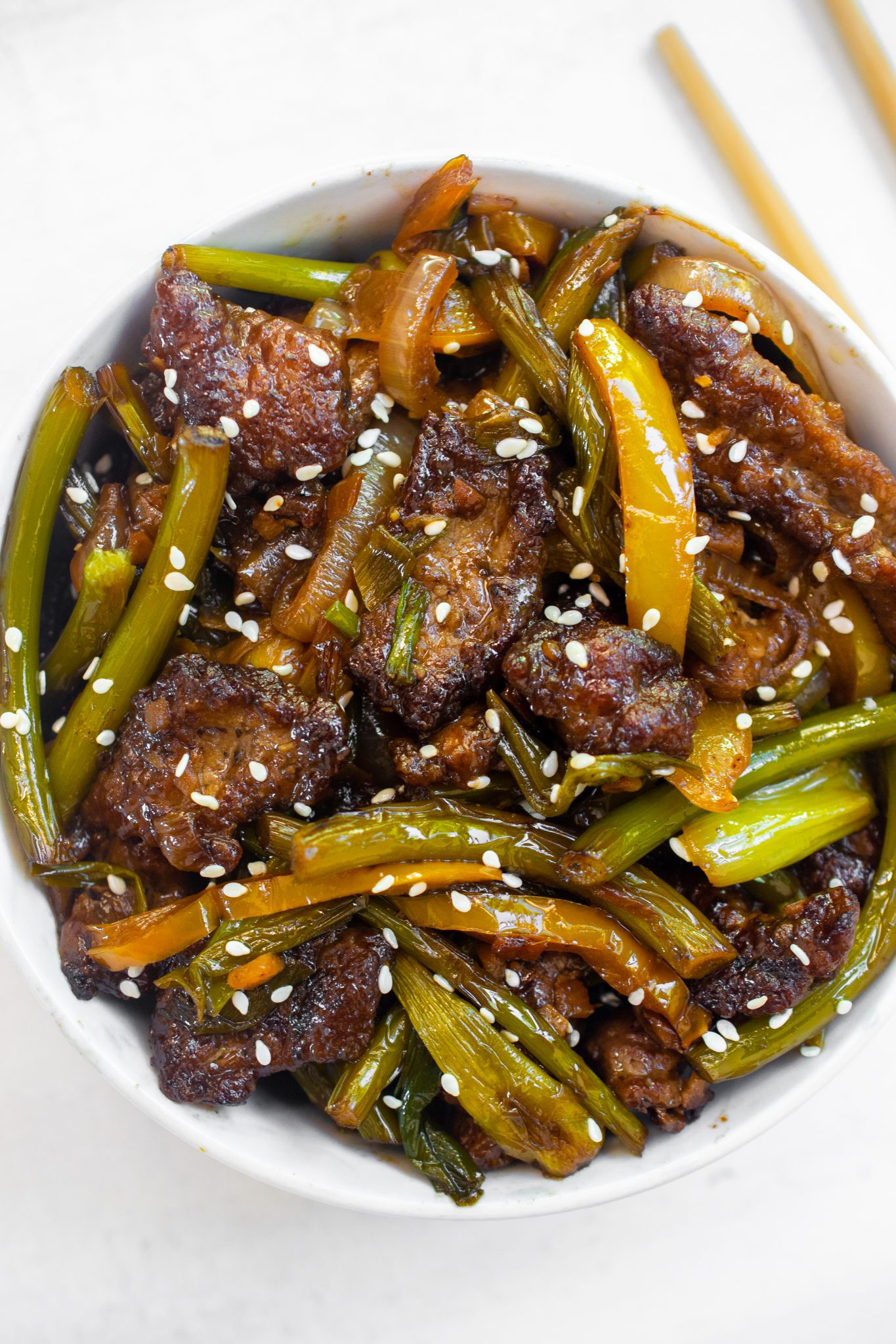 Crispy Beef & Garlic Scapes Stir Fry (Quick & Easy Recipe)