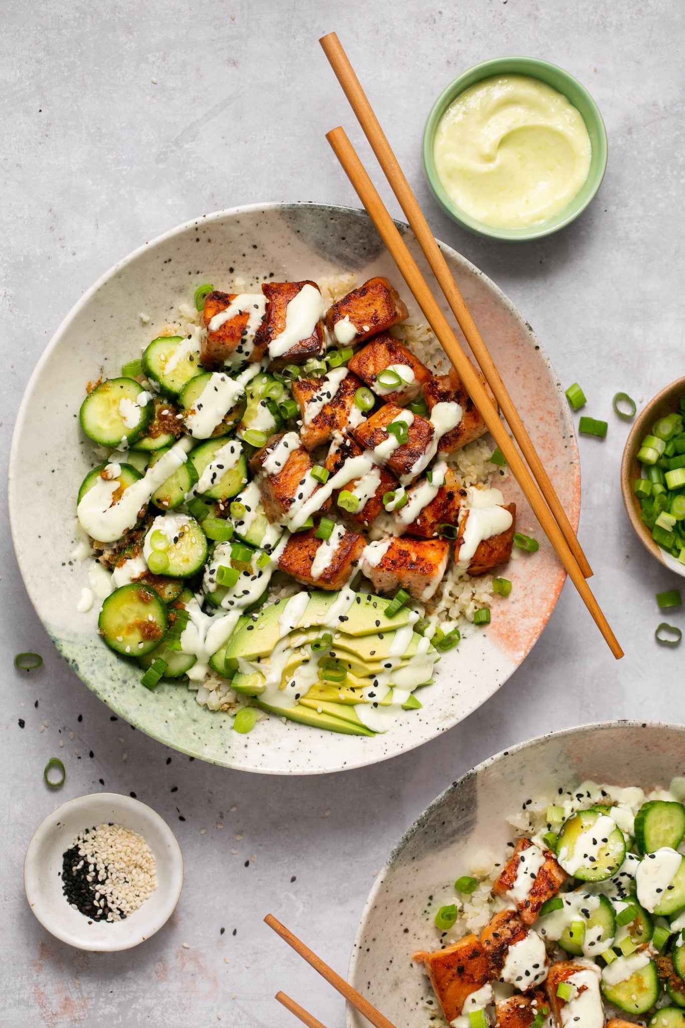 Salmon Bowls with Wasabi Mayonnaise 