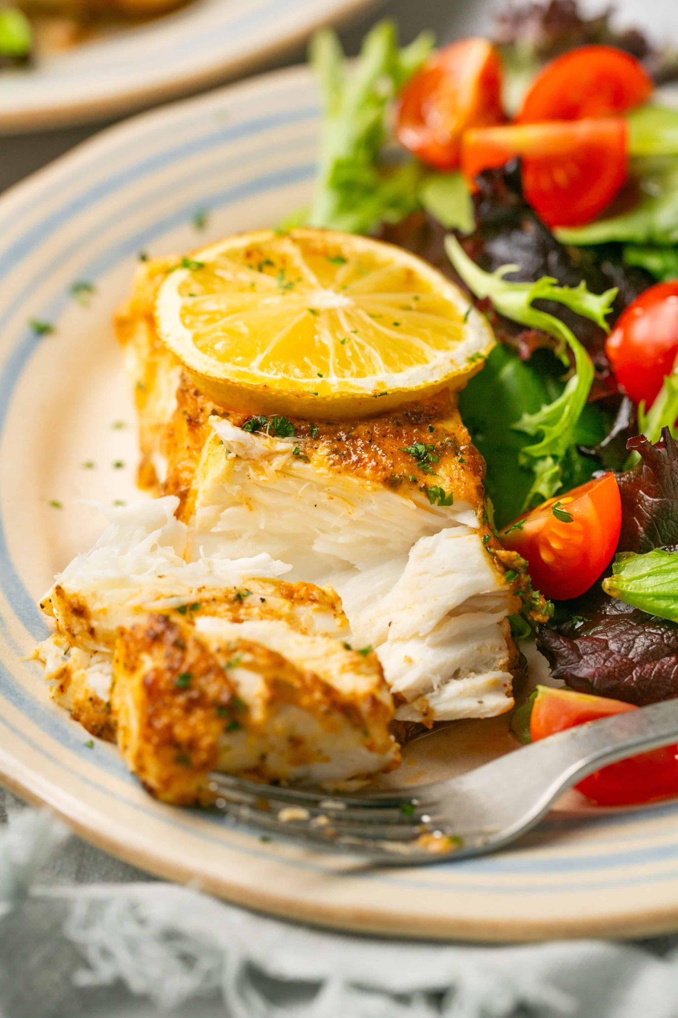 Air Fryer Halibut With A Creamy Lemon Garlic Sauce