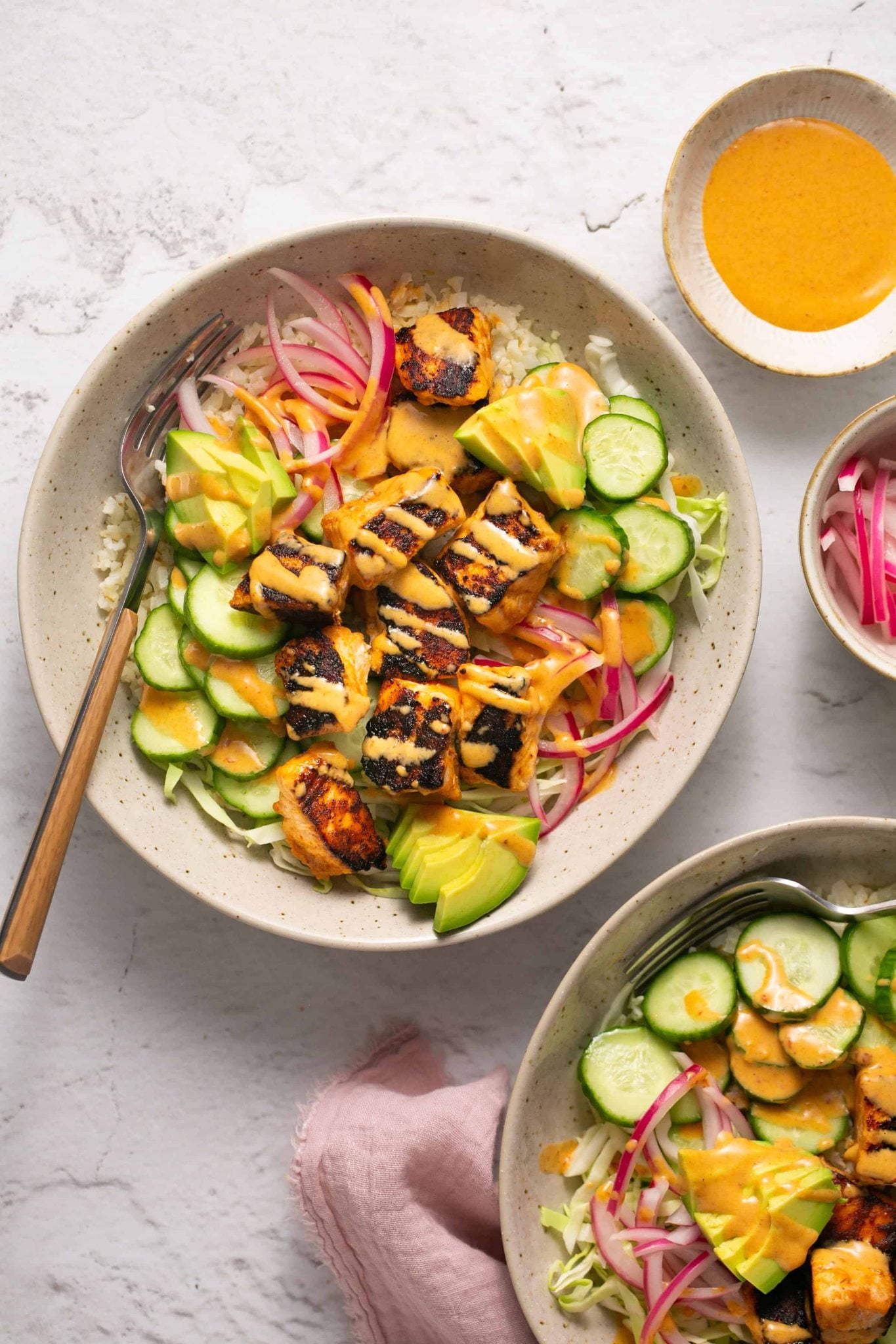 Salmon Bowls with Honey Lime Chipotle Sauce | Every Last Bite Salmon Bowls with Honey Lime Chipotle Sauce