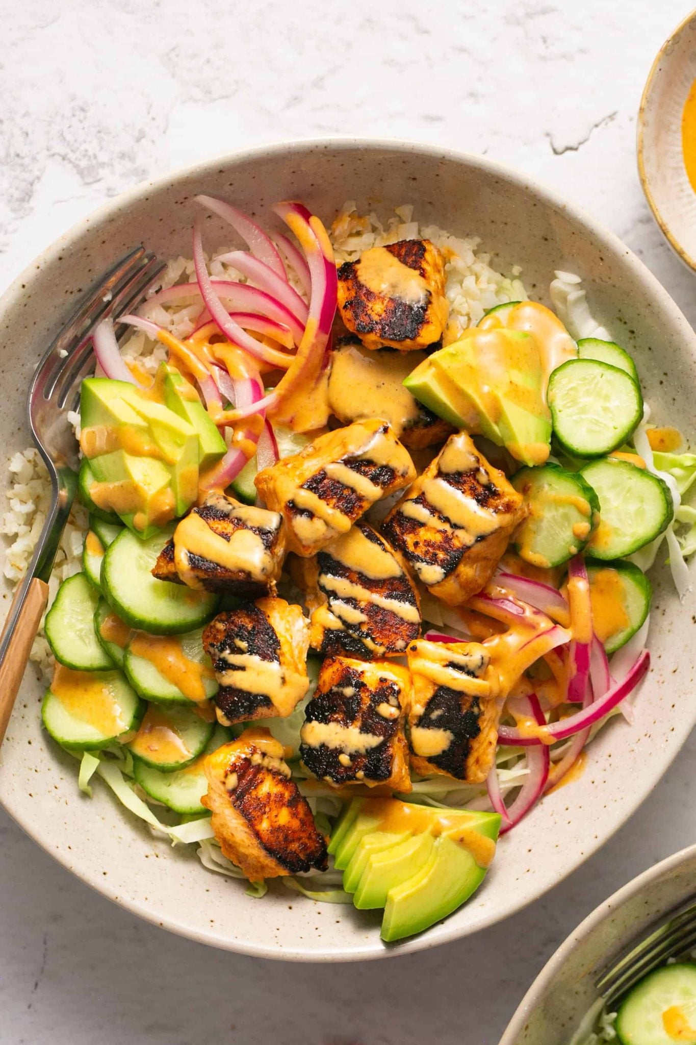 Salmon Bowls with Honey Lime Chipotle Sauce | Every Last Bite Salmon Bowls with Honey Lime Chipotle Sauce