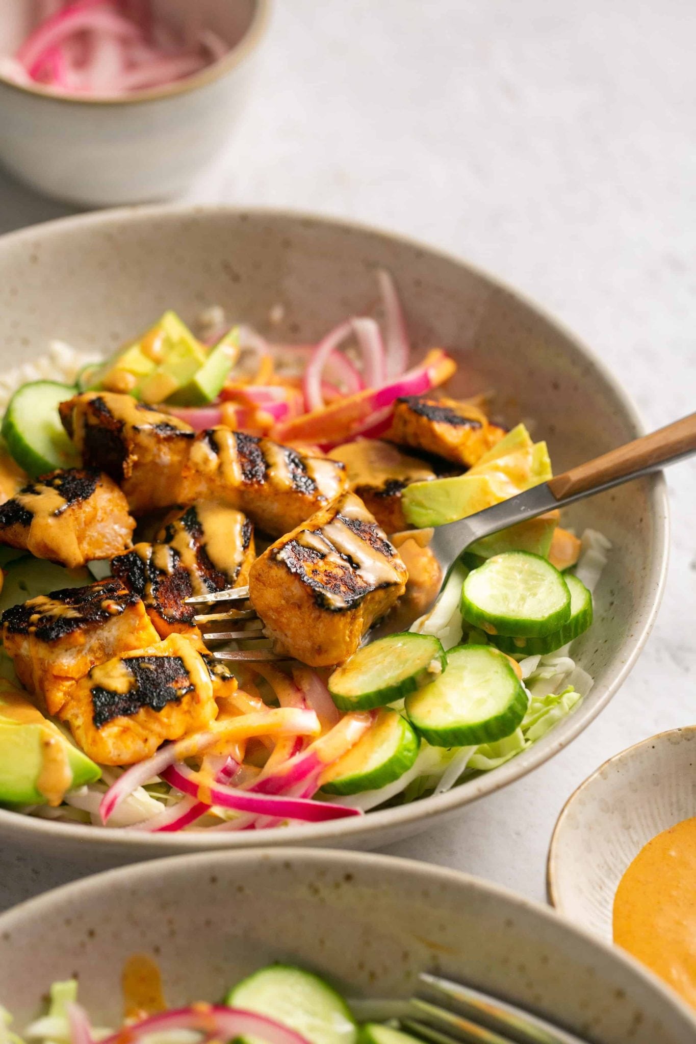 Salmon Bowls with Honey Lime Chipotle Sauce | Every Last Bite Salmon Bowls with Honey Lime Chipotle Sauce