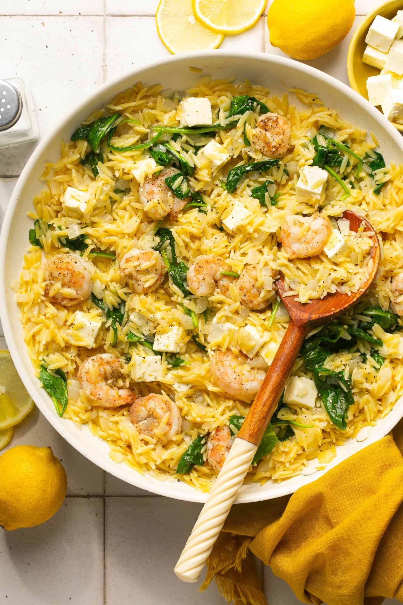 Lemon Orzo with Shrimp & Feta | Every Last Bite Lemon Orzo with Shrimp & Feta
