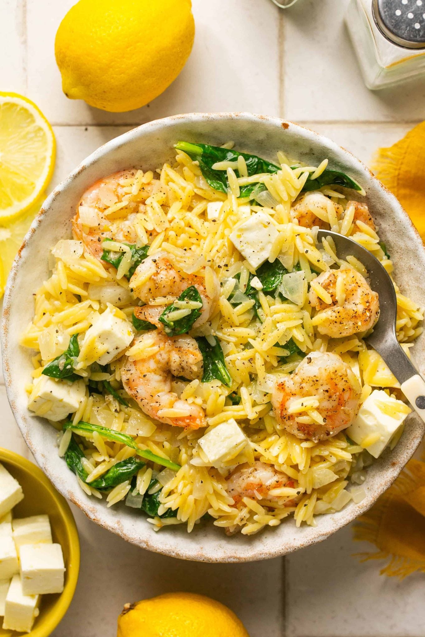 Lemon Orzo with Shrimp & Feta | Every Last Bite Lemon Orzo with Shrimp & Feta