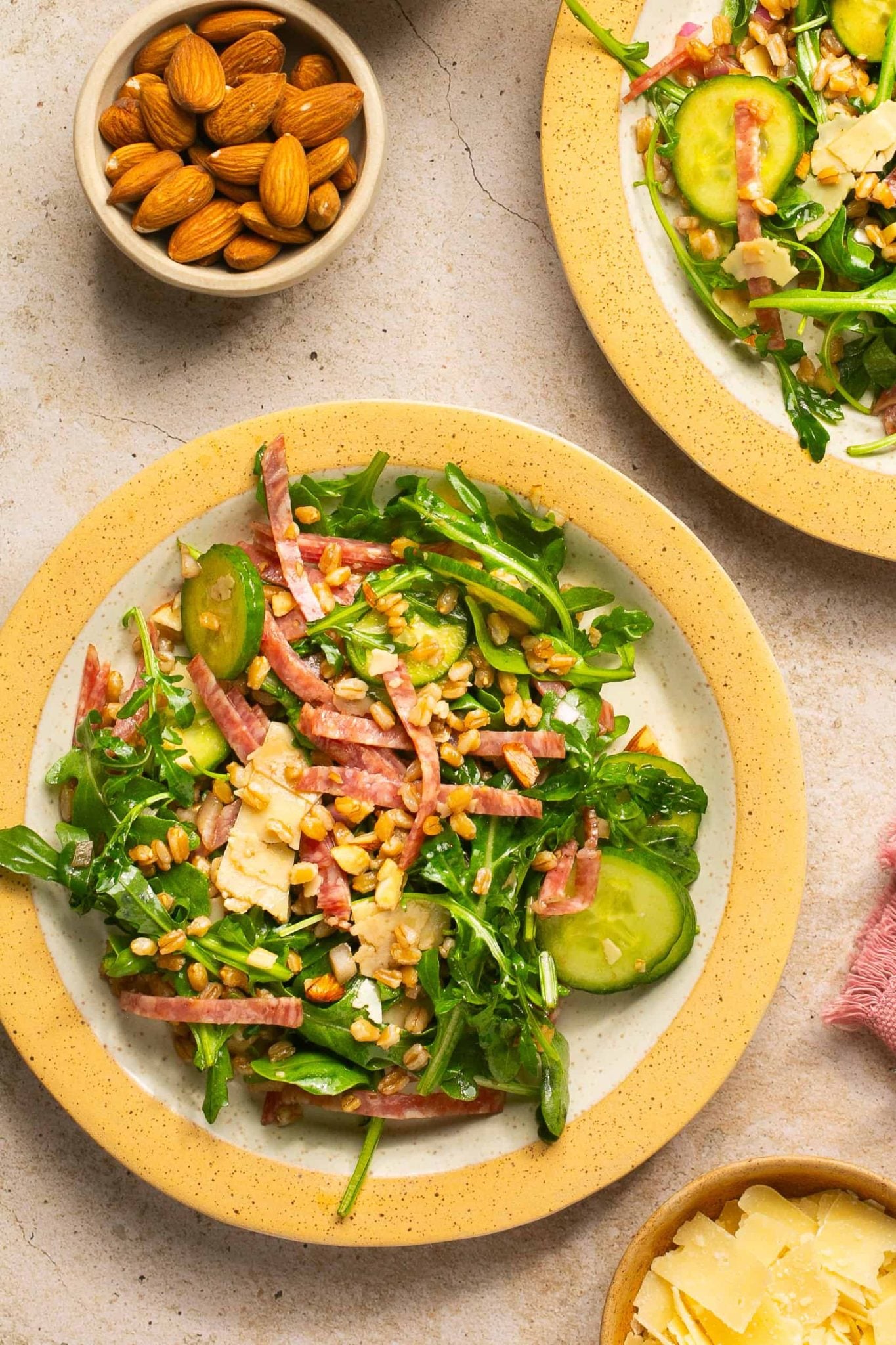 Farro, Arugula, Salami & Almond Salad | Every Last Bite Farro, Arugula, Salami & Almond Salad