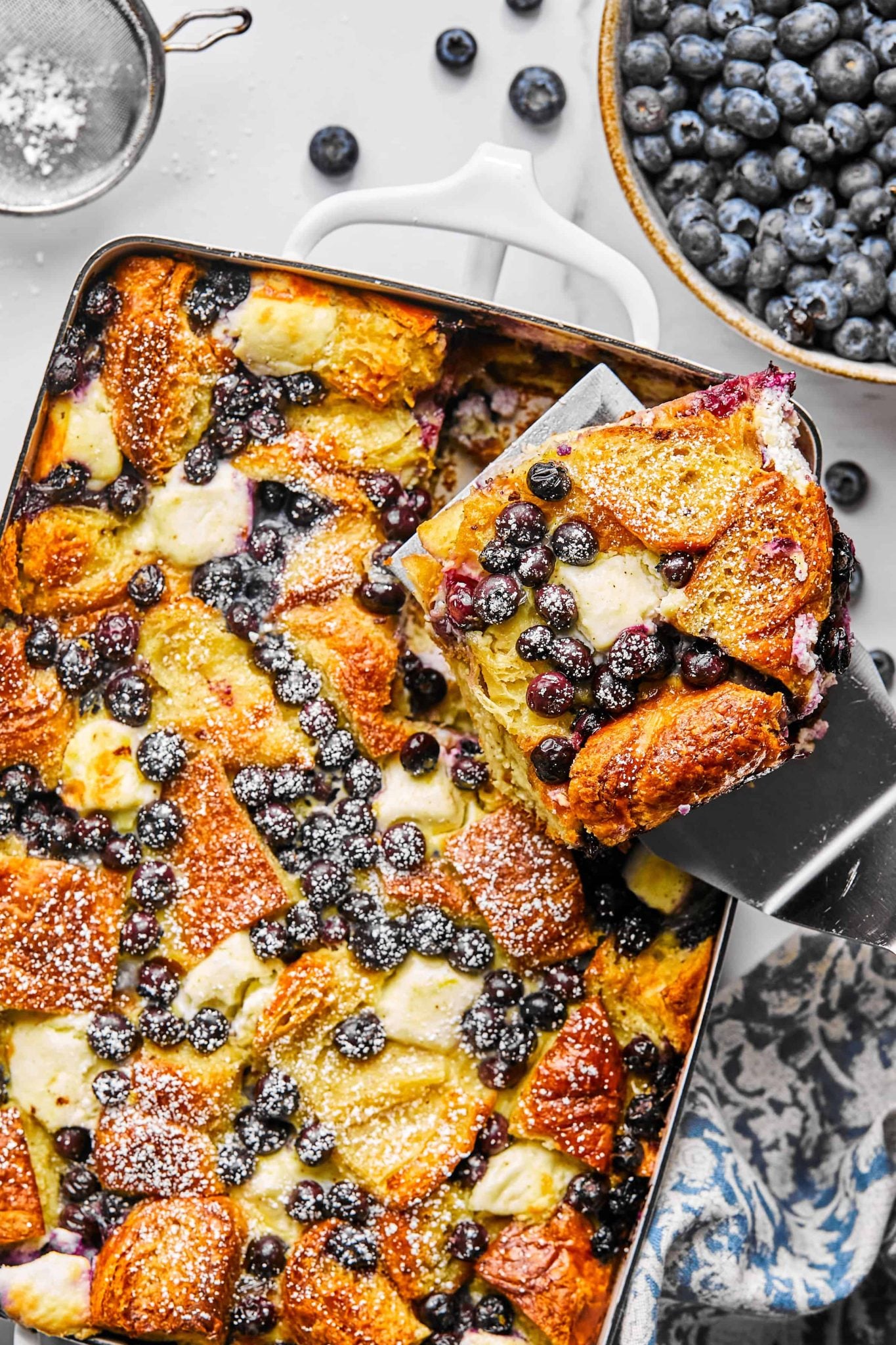 Blueberry Cream Cheese Croissant Casserole | Every Last Bite Blueberry Cream Cheese Croissant Breakfast Casserole