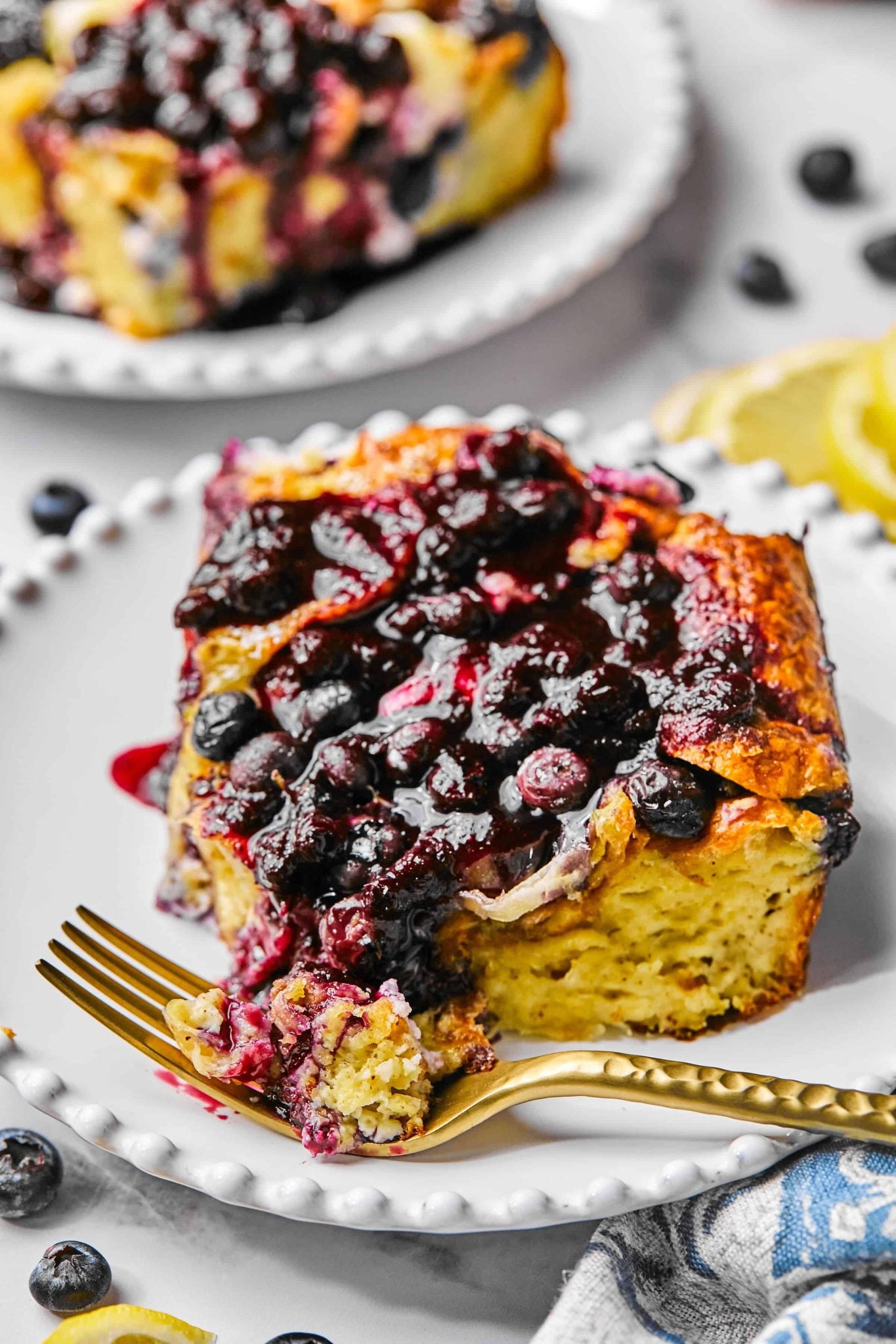 Blueberry Cream Cheese Croissant Casserole | Every Last Bite Blueberry Cream Cheese Croissant Breakfast Casserole