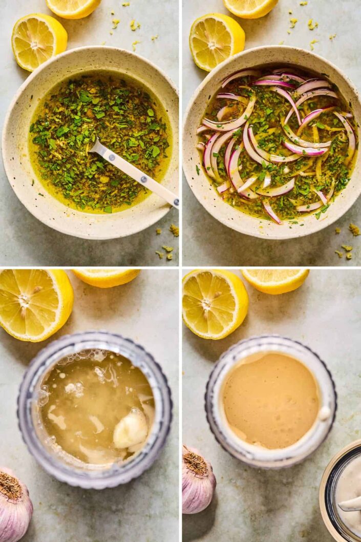 Making onions and tahini sauce
